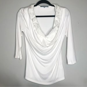 Passion Concept Size M‎ White top Ruffle Neck Cotton